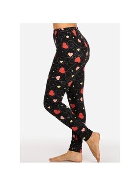 LEGGINGS DEPOT HEART Print Yoga Band Full Length Leggings Size 12-20 NWT